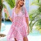 Slit Openwork V-Neck Cover Up