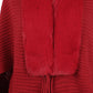 One Size Fringe Detail Long Sleeve Ribbed Poncho