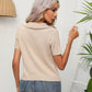 Cable-Knit Johnny Collar Short Sleeve Knit Top