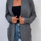 Open Front Rib-Knit Cardigan with Pockets