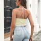 Openwork Halter Neck Cropped Knit Cami