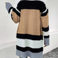 Camel Brown Color Block Open Front Drop Shoulder Cardigan