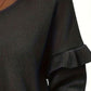 V-Neck Ruffle Trim Long Sleeve Sweater