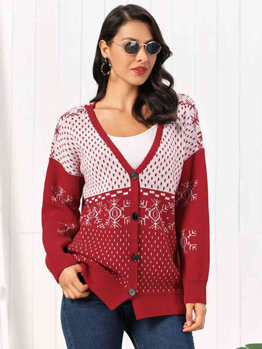 Christmas Snowflake Button Down Cardigan