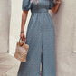 Printed Square Neck Jumpsuit with Pockets