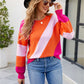Hannah&Mea Color Block Ribbed Round Neck Sweater