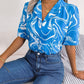 SoBeautiful Printed Lapel Collar Shirt