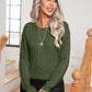Cable-Knit Round Neck Long Sleeve Sweater