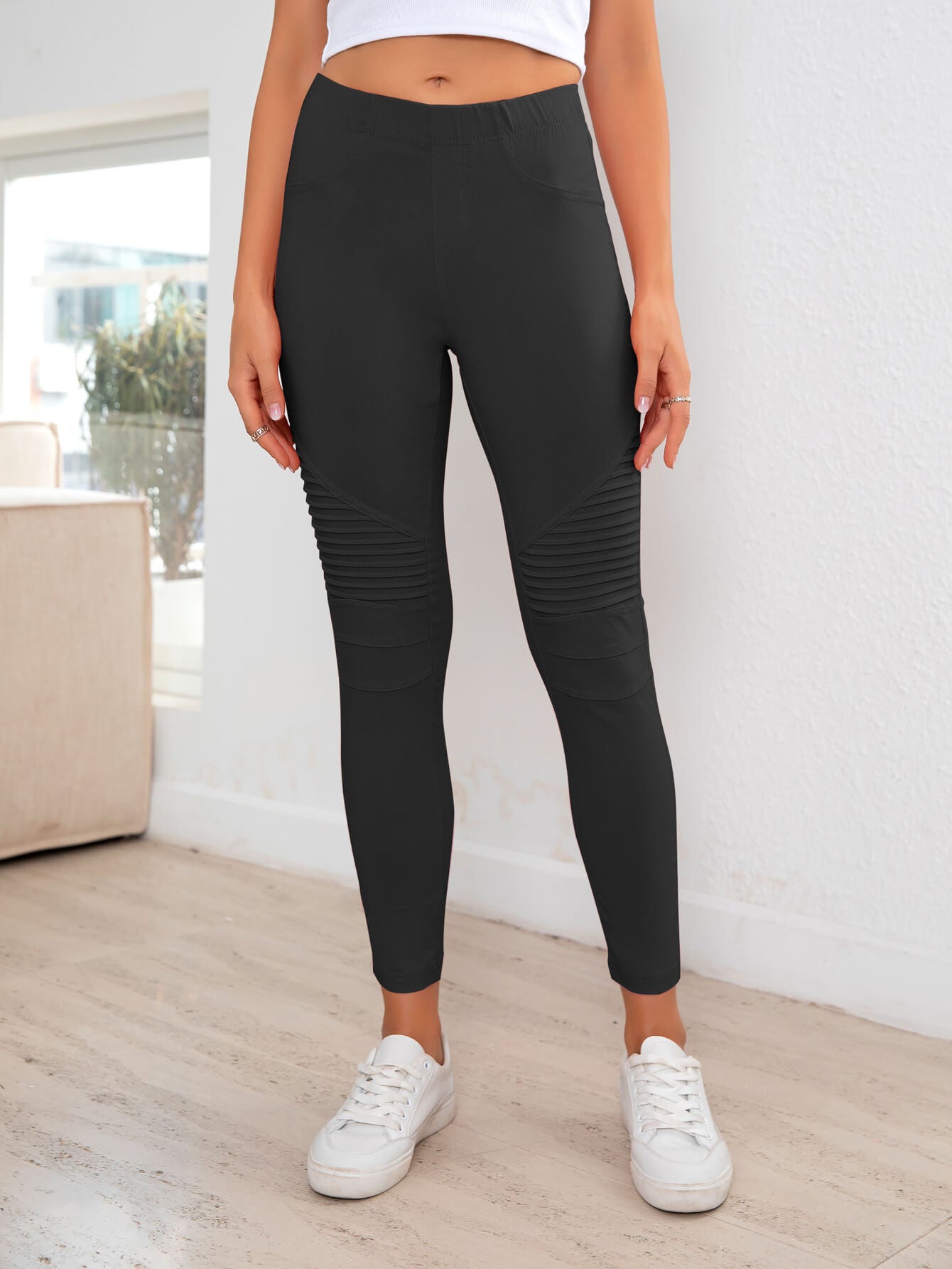 QUINN AMIR Ribbed Detail Leggings