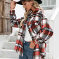 Meet You Outside Plaid Button Down Curved Hem Shacket