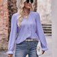 Pretty Purples Eyelet V-Neck Flounce Sleeve Blouse