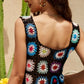 Geometric Square Neck Wide Strap Sweater Vest