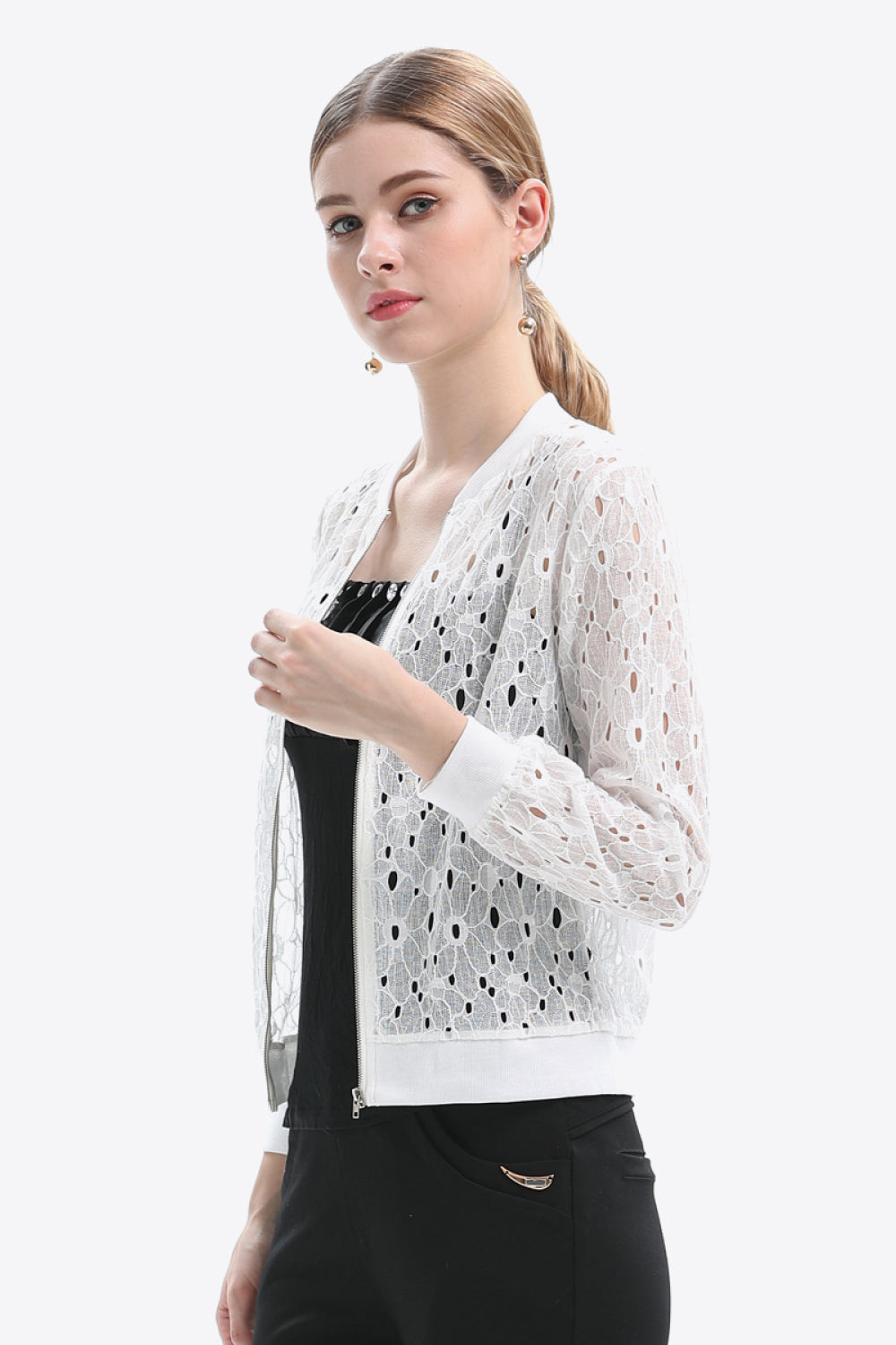 Women's Openwork Zip Up Jacket