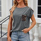 Leopard Round Neck Cap Sleeve T-Shirt