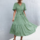Women's Printed V-Neck Flutter Sleeve Belted Dress