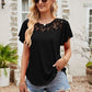 Lace Detail Round Neck Short Sleeve T-Shirt