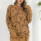 Athena Rea Bear Pattern Round Neck Sweater Dress