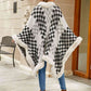 Savannah Jay One Size Checkered Faux Fur Trim Poncho