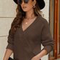 Malibu Dreams Surplice Neck Long Sleeve Sweater 🦋