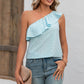 Full Size Eyelet One-Shoulder Tank