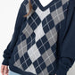 Geometric V-Neck Long Sleeve Sweater
