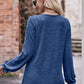 Long Flounce Sleeve Round Neck Blouse