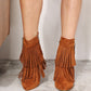 Legend Women's Tassel Wedge Heel Ochre Ankle Boots