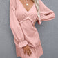 Frill V-Neck Flounce Sleeve Ruffle Hem Dress