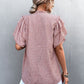 SO CHIC Printed Flutter Sleeve V-Neck Top