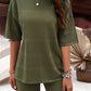 Eyelet Round Neck Top and Shorts Set