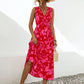 Tied Printed Surplice Tiered Dress