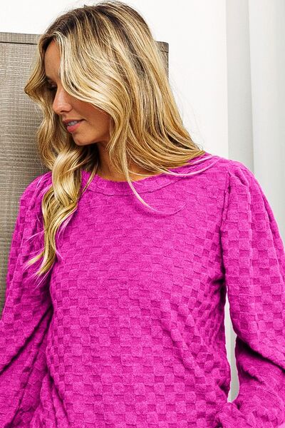 BiBi Round Neck Brushed Checker Top - Brand BiBi *