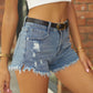 Women's Full Size Maia Raw Hem Distressed Denim Shorts