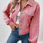 Houndstooth Collared Neck Button Up Jacket