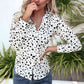 White Animal Print Curved Hem Button-Up Shirt
