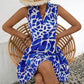Printed Notched Sleeveless Tiered Dress