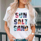 SUN SALT SAND Letter Graphic Round Neck Tee