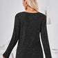 Hannah Mea Ribbed Buttoned Round Neck Slit T-Shirt
