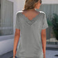 Lace Detail V-Neck Short Sleeve T-Shirt