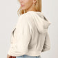 Joelynn Waffle-Knit Drawstring Zip Up Hoodie