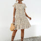 Frill Floral Round Neck Short Sleeve Tiered Dress