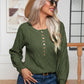 Cable-Knit Round Neck Buttoned Sweater