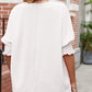 Full Size Round Neck Smocked Lantern Sleeve Blouse