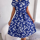 Aaliyah Isla Printed Round Neck Short Sleeve Pleated Dress