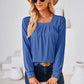 Square Neck Ruched Long Sleeve Blouse