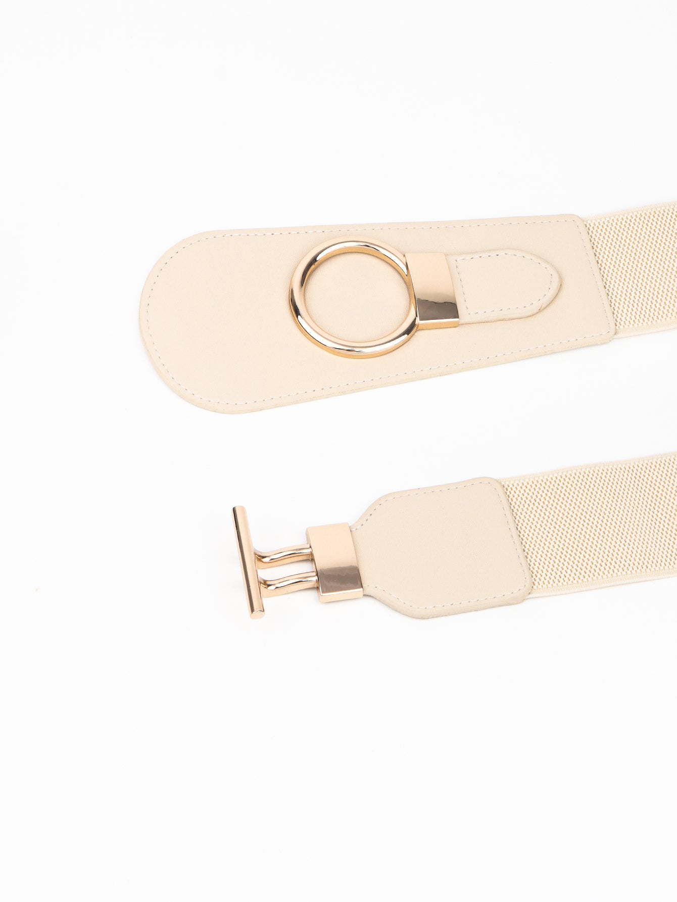 Women's PU Elastic Wide Belt with Alloy Buckle