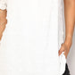 Double Take Full Size White Swiss Dot Puff Sleeve Square Neck Blouse