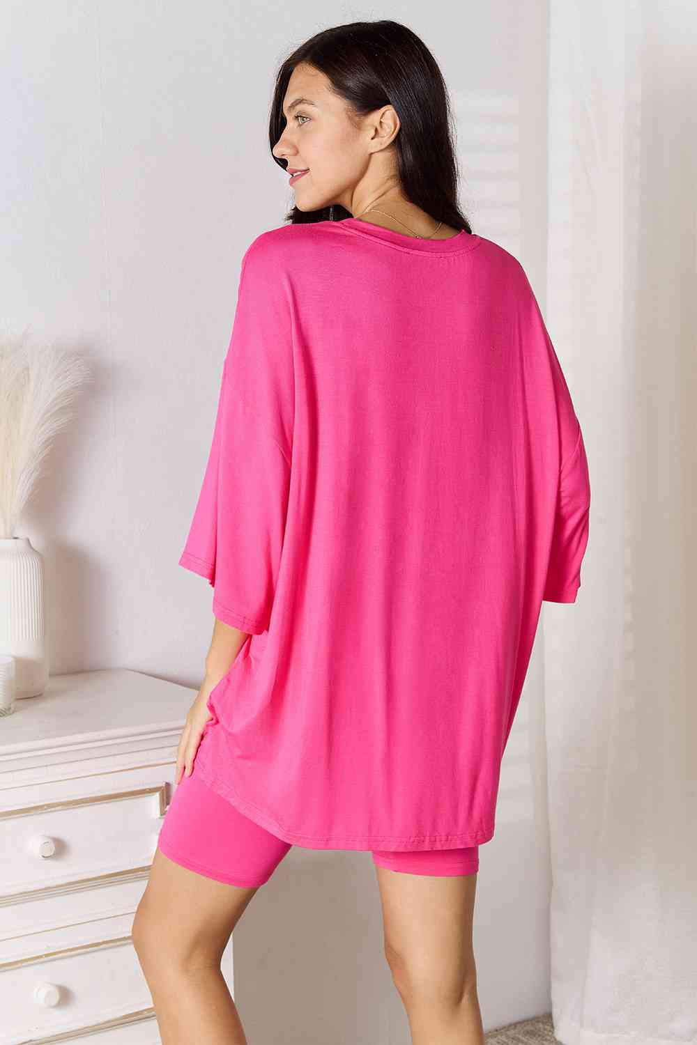 Basic Bae Full Size Soft Rayon Three-Quarter Sleeve Top and Shorts Set *