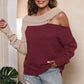 Asymmetrical Long Sleeve Two-Tone Cutout Sweater