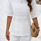 Eyelet Round Neck Top and Shorts Set